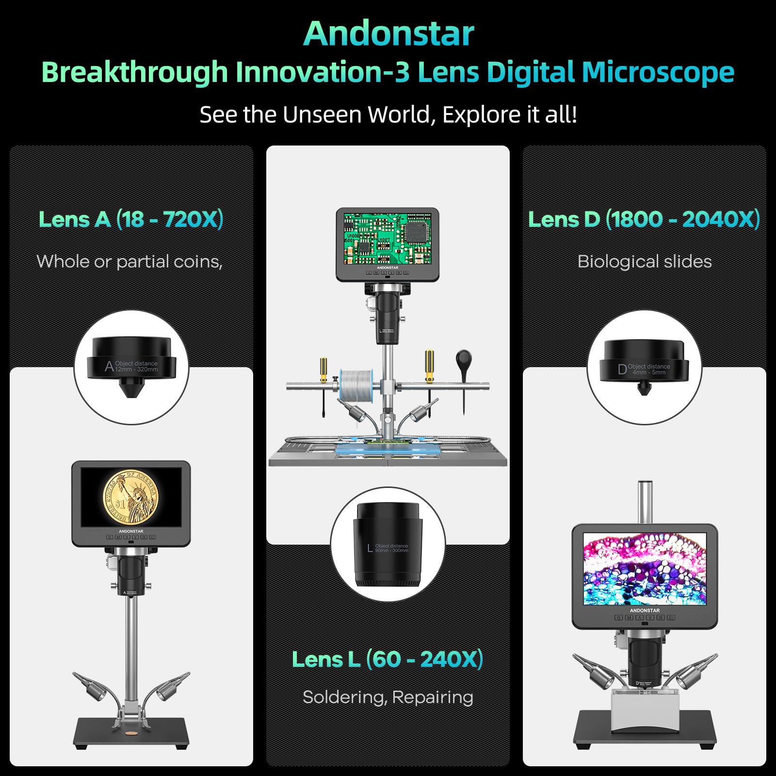 Andonstar AD246S-M HDMI Digital Microscope 2000x